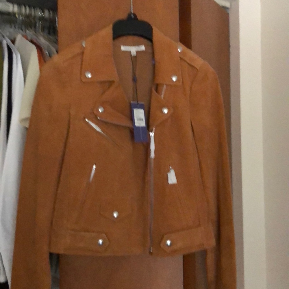 Rebecca Minkoff suede moto jacket.  Brand new with tags.  Designer!  Size xs